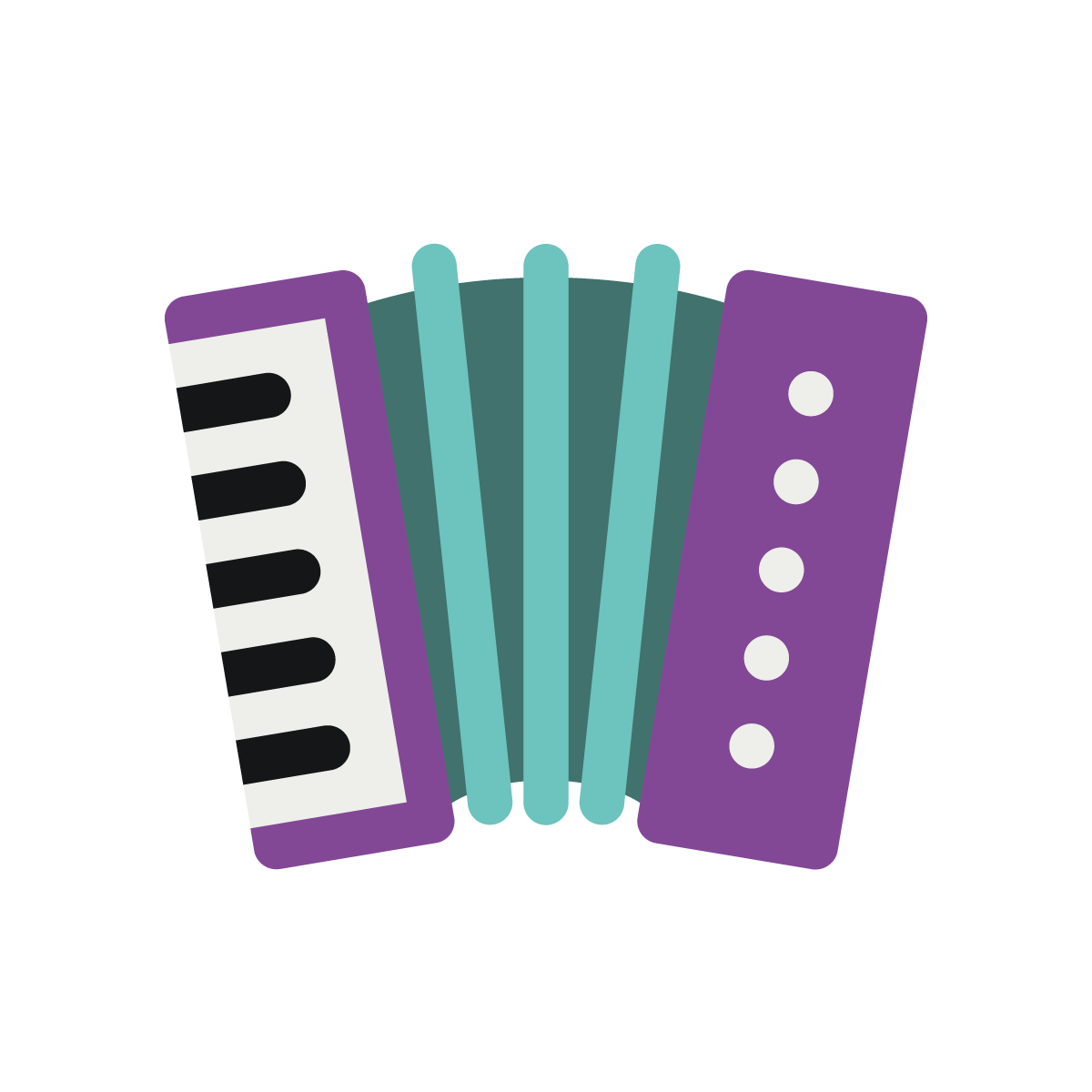 Ein stilisiertes Icon, das ein Piano-Akkordeon zeigt. Das Instrument ist lila mit einem türkisfarbenen Balg.