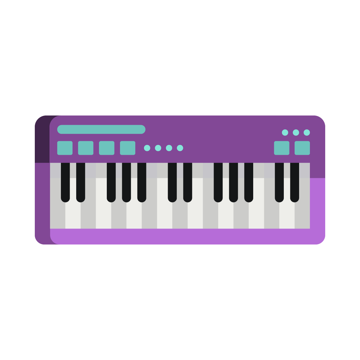 Ein stilisiertes Icon, das ein Keyboard in den Farben lila und türkis zeigt.