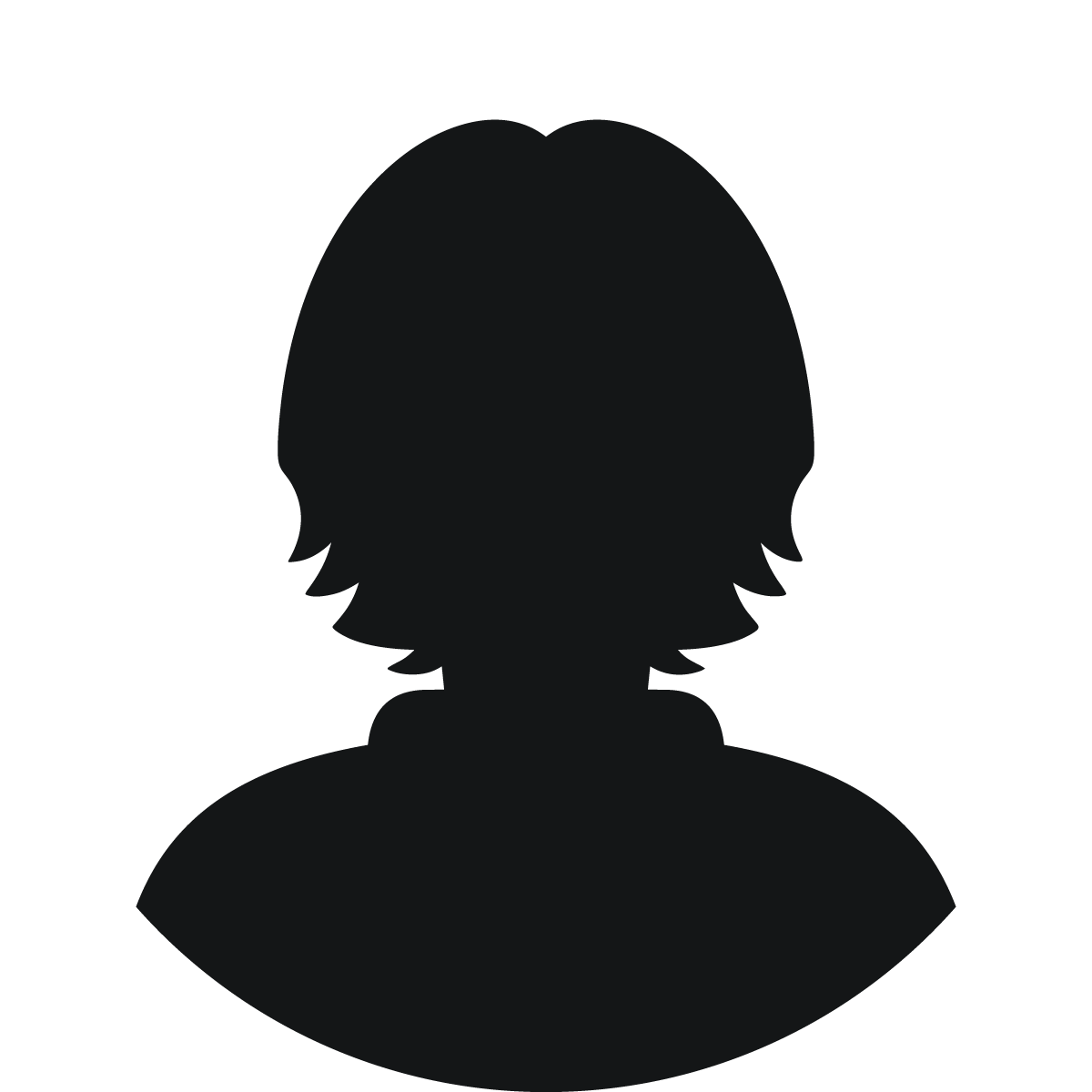 Stilisiertes Icon: Schwarze Silhouette einer Person mit schulterlangen Haaren als Platzhalter für eine Musiklehrerin.