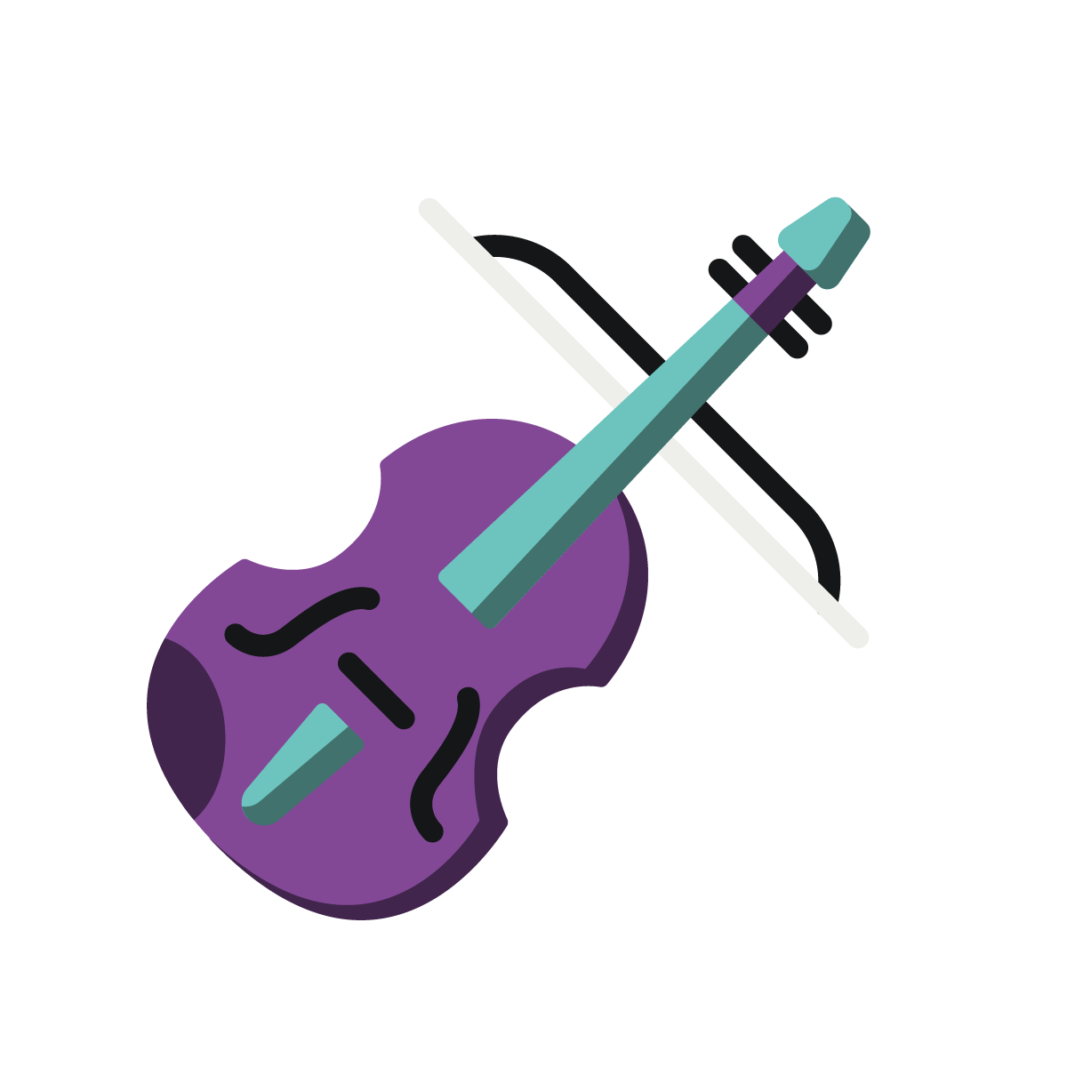 Ein stilisiertes Icon, das eine Viola in den Farben lila und türkis zeigt.