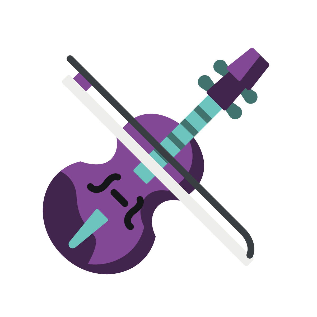 Ein stilisiertes Icon, das eine Violine in den Farben lila und türkis zeigt.